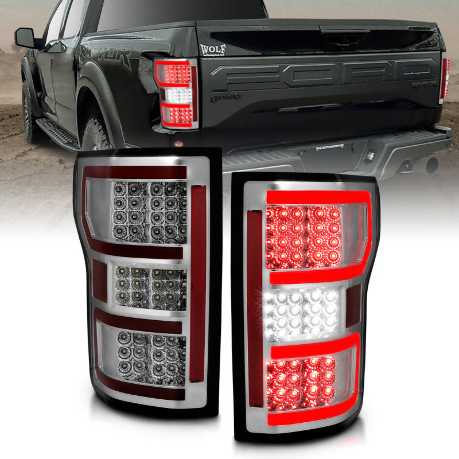 Picture of ANZO 18-19 Ford F-150 LED Taillights Chrome