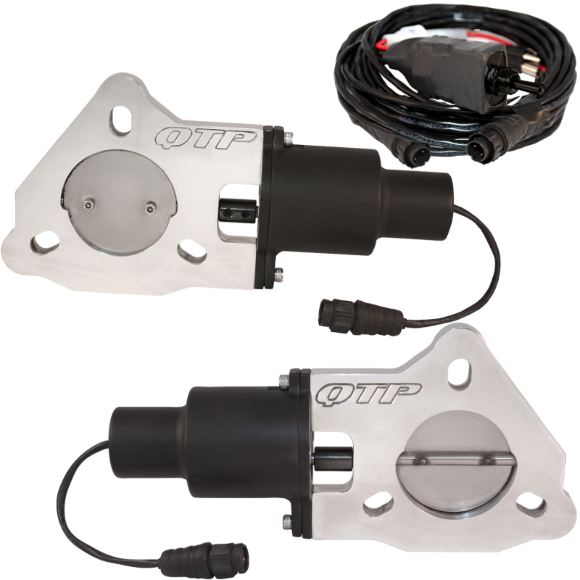Picture of QTP 2.25in Bolt-On QTEC Dual Electric Cutout Valves - Pair