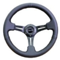 Picture of NRG Reinforced Steering Wheel (350mm / 3in. Deep) Black Leather w/ Black Stitching