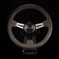 Picture of NRG Reinforced Steering Wheel (350mm / 3in. Deep) Black Leather w/ Alcantara Stitching