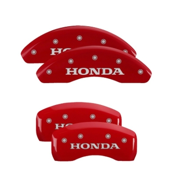 Picture of MGP 4 Caliper Covers Engraved Front & Rear Red Power Coat Finish Silver Characters - Honda