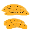 Picture of MGP 4 Caliper Covers Engraved Front & Rear 11-18 Jeep Grand Cherokee Yellow Finish Black SRT-8 Logo