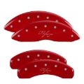 Picture of MGP 4 Caliper Covers Engraved Front & Rear 11-18 Dodge Durango Red Finish Silver R/T Vintage Logo