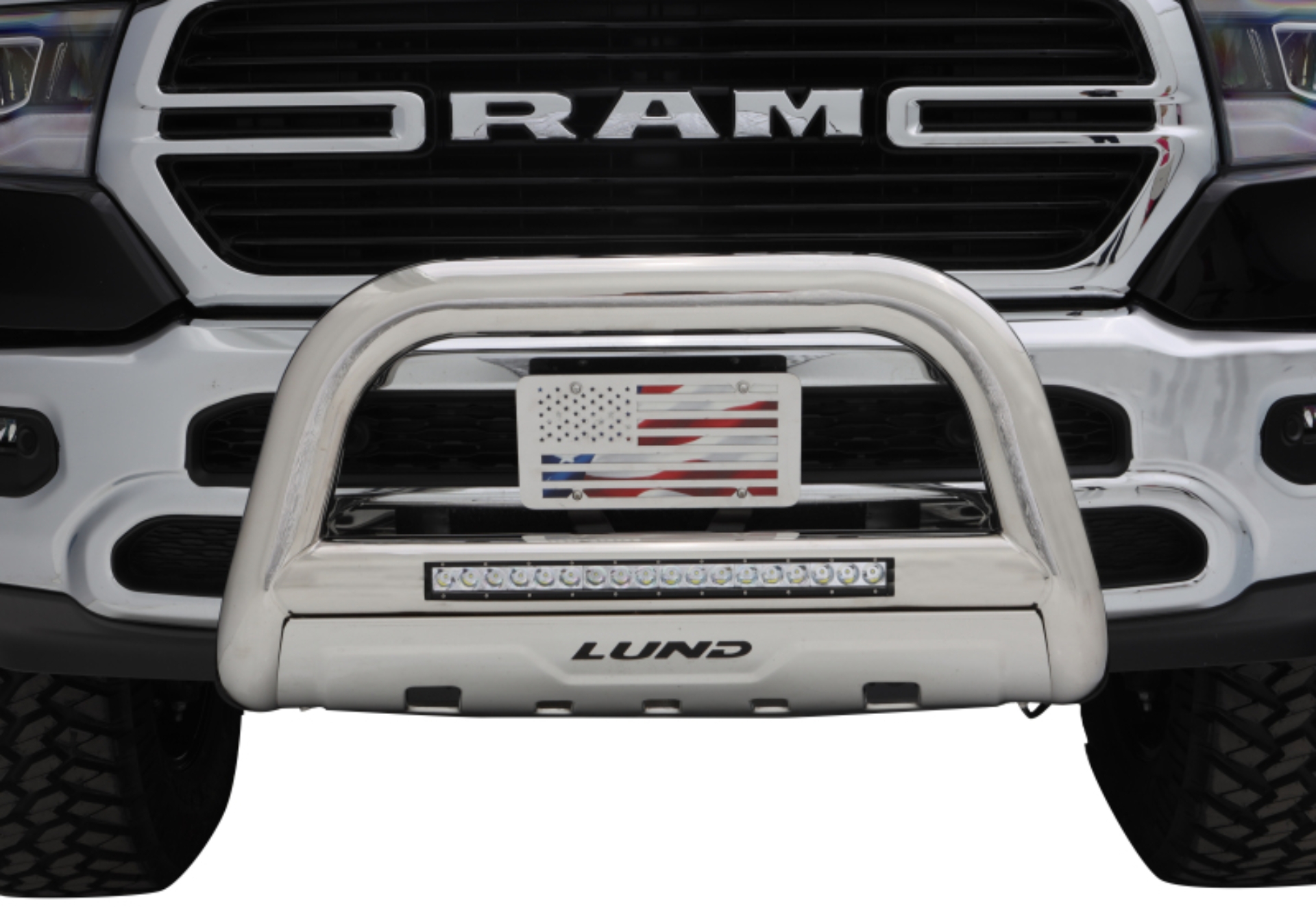 Picture of Lund 2019 RAM 1500 Bull Bar w/Light & Wiring - Polished