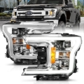 Picture of ANZO 18-19 Ford F-150 Projector Headlights w/Plank Style Switchback Chrome w/Amber