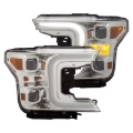 Picture of ANZO 18-19 Ford F-150 Projector Headlights w/Plank Style Switchback Chrome w/Amber