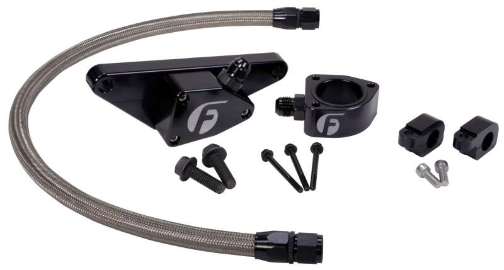 Picture of Fleece Performance 03-07 Manual Transmission Cummins Coolant Bypass Kit w/ SS Braided Line