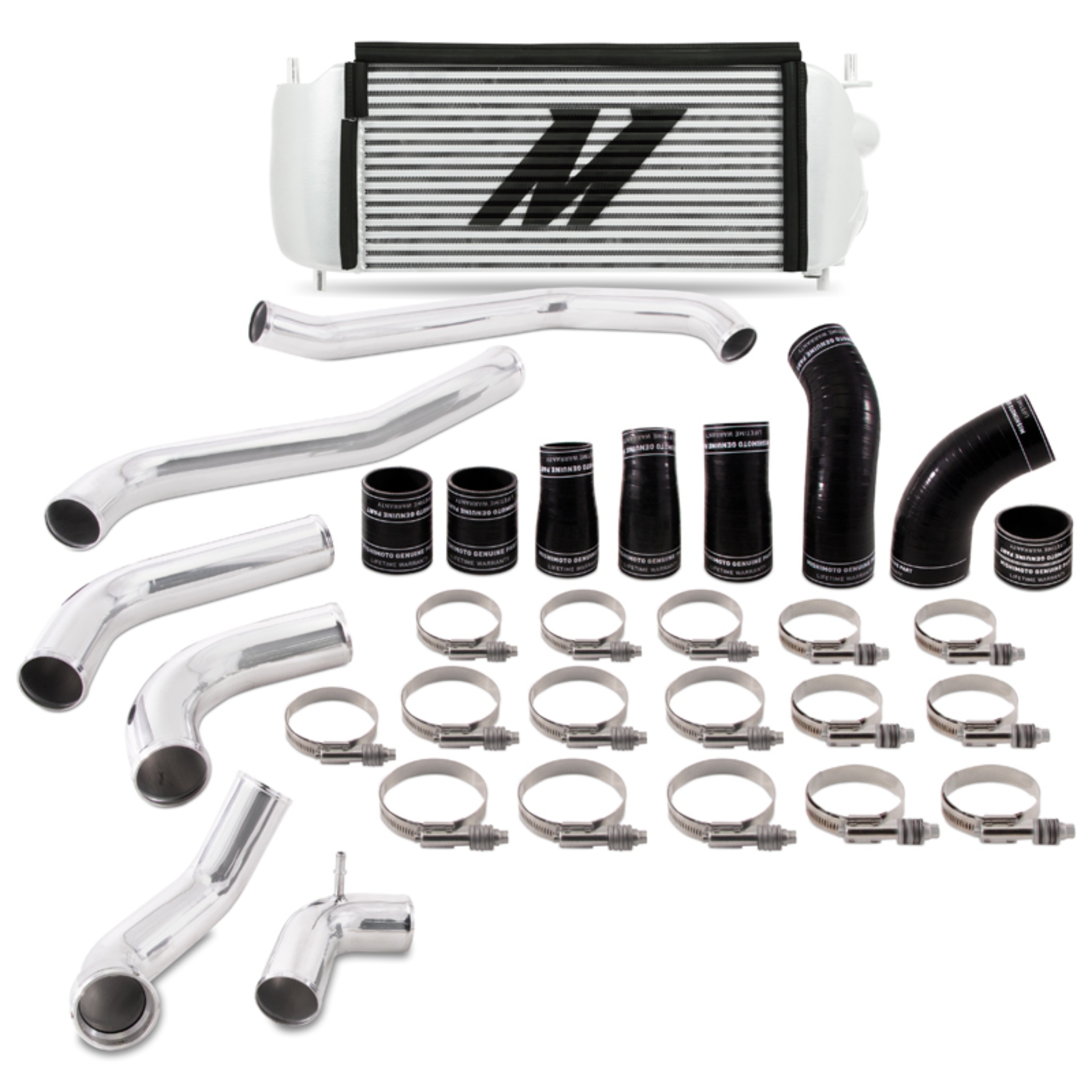Picture of Mishimoto 2017+ Ford F150 3.5L EcoBoost Performance Intercooler Kit - Silver Cooler Polished Pipes