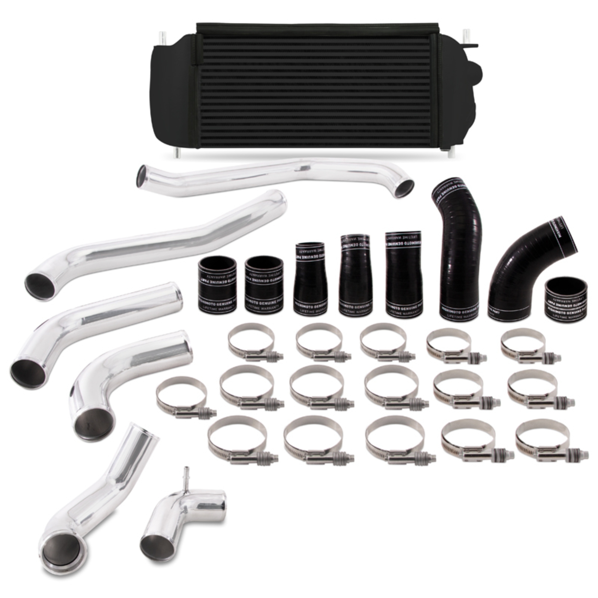 Picture of Mishimoto 2017+ Ford F150 3.5L EcoBoost Performance Intercooler Kit - Black Cooler Polished Pipes