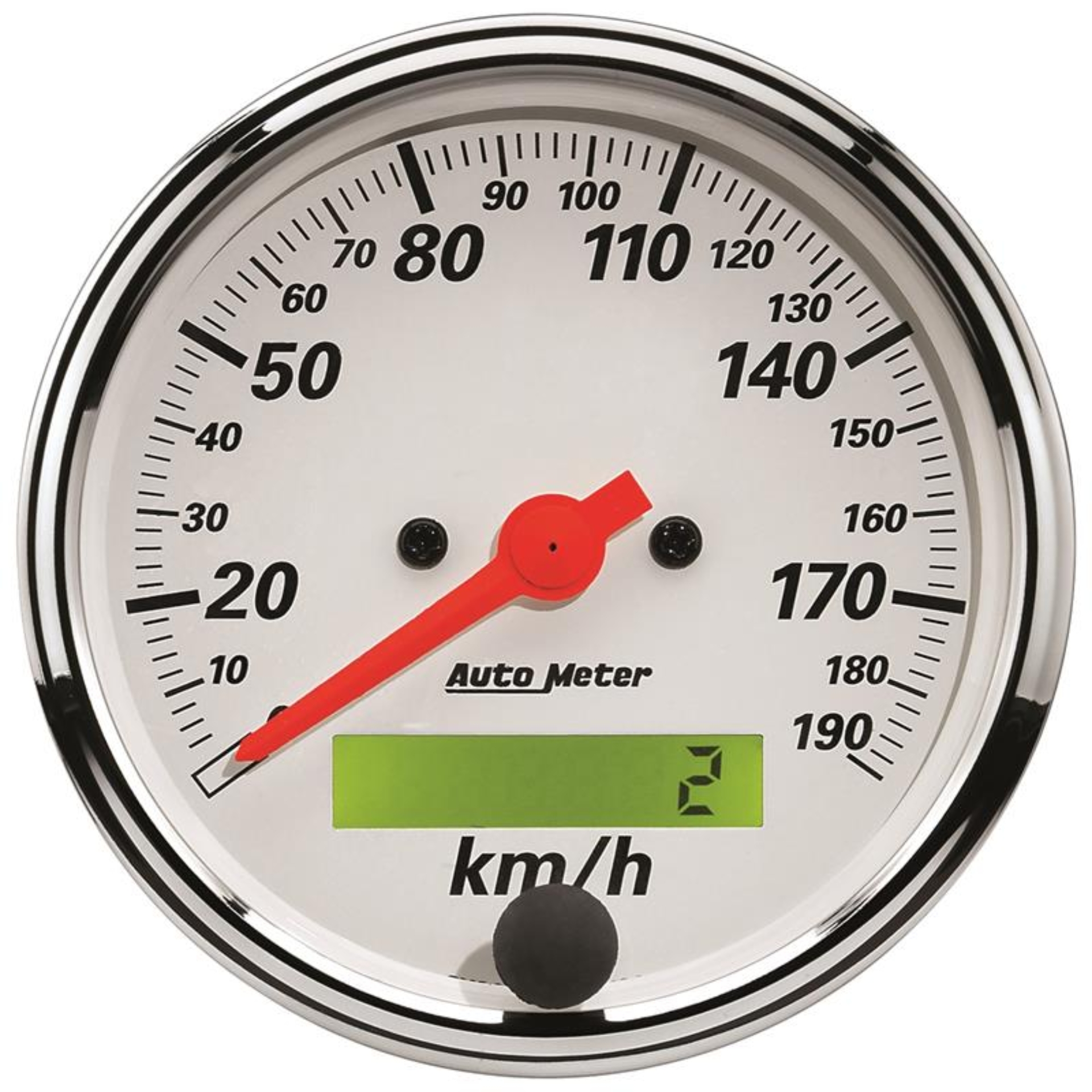 Picture of Autometer Arctic White 3-1/8in 190KM/H Electronic Programmable Speedometer w/ LCD ODO