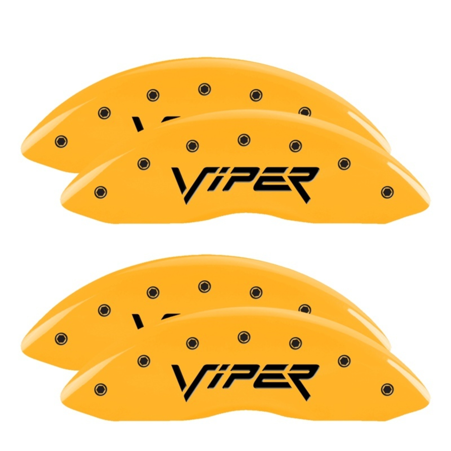 Picture of MGP 4 Caliper Covers Engraved Front & Rear Gen 2/Viper Yellow Finish Black Ch