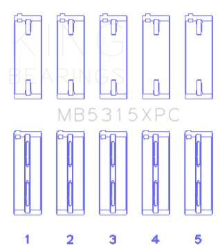 Picture of King 1992+ Mitsubishi 4G63/4G64 EVO I-IV (Size 0.25) Coated Performance Main Bearing Set