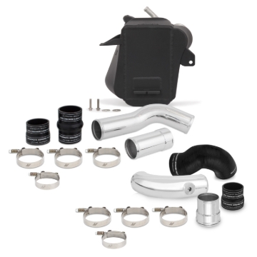 Picture of Mishimoto 11-16 Ford 6.7L Powerstroke Air-To-Water Intercooler Kit - Wrinkle Black w/ Polished Pipes