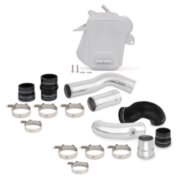 Picture of Mishimoto 11-16 Ford 6.7L Powerstroke Air-To-Water Intercooler Kit - Wrinkle Silver w/Polished Pipes