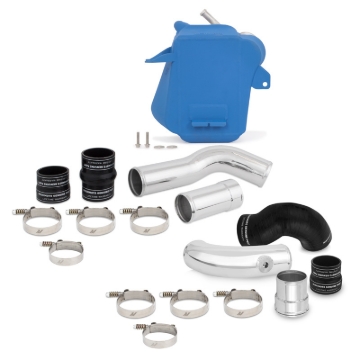 Picture of Mishimoto 11-16 Ford 6.7L Powerstroke Air-To-Water Intercooler Kit - Wrinkle Blue w/ Polished Pipes