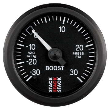 Picture of Autometer 52mm Stack Instruments -30INHG to +30PSI Mechanical Boost Gauge - Black
