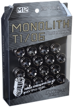 Picture of Project Kics 12 x 1.5 Glorious Black T1/06 Monolith Lug Nuts - 20 Pcs