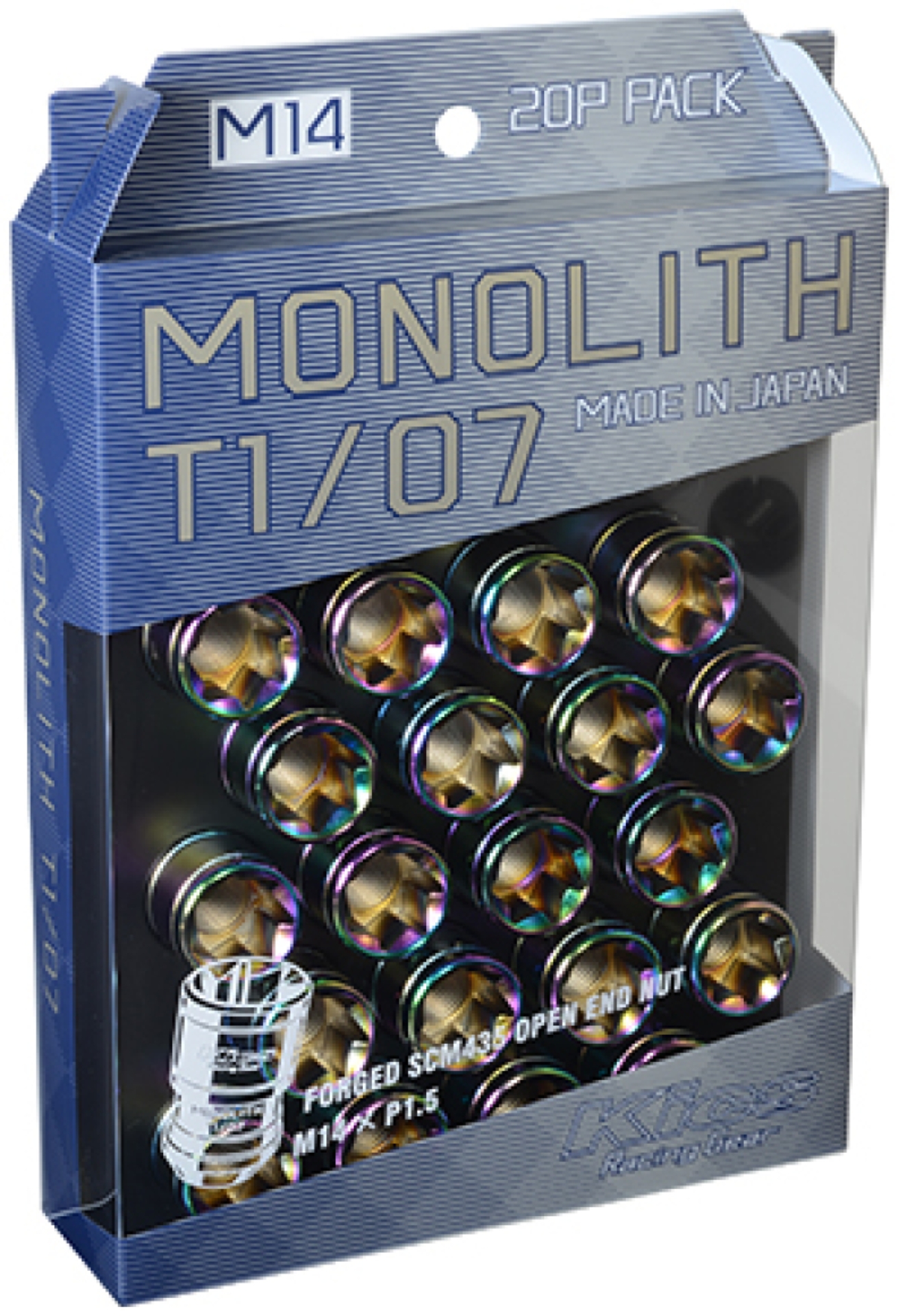 Picture of Project Kics 14 x 1.5 Neochrome T1/07 Monolith Lug Nuts - 20 Pcs