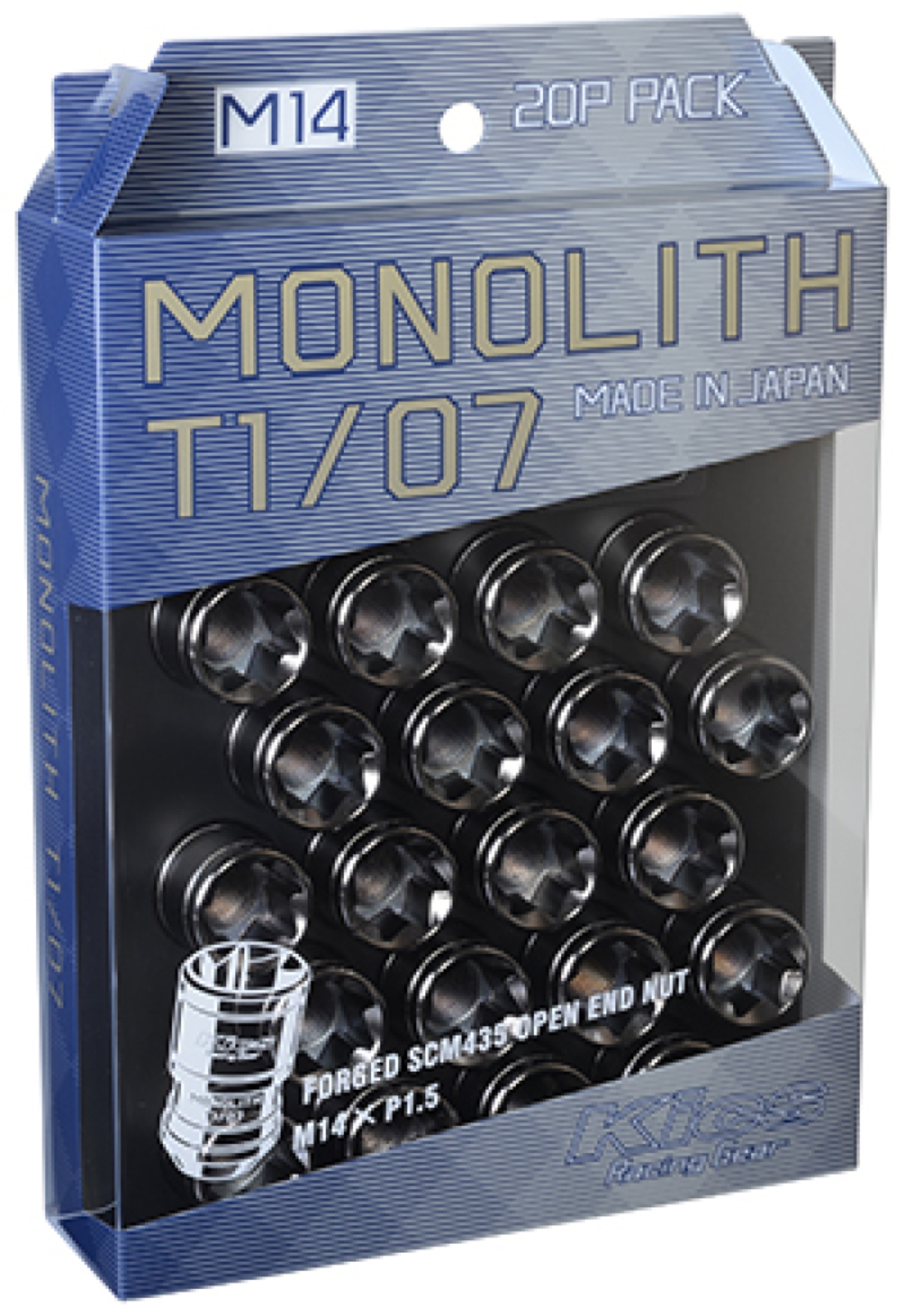 Picture of Project Kics 14 x 1.5 Glorious Black T1/07 Monolith Lug Nuts - 20 Pcs