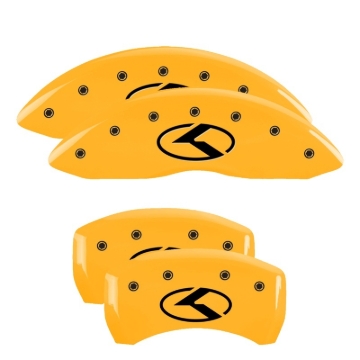 Picture of MGP 4 Caliper Covers Engraved Front & Rear 18 Kia Stinger Base Yellow w/ Circle K (KIA)