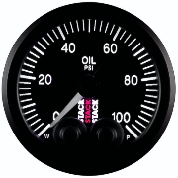 Picture of Autometer Stack Instruments Pro Control 52mm 0-100 PSI Oil Pressure Gauge - Black (1/8in NPTF Male)