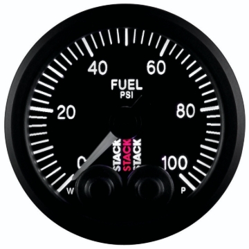 Picture of Autometer Stack Instruments Pro Control 52mm 0-100 PSI Fuel Pressure Gauge - Black (1/8in NPTF Male)