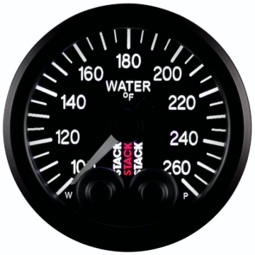 Picture of Autometer Stack Pro Control 52mm 100-260 deg F Water Temp Gauge - Black (1/8in NPTF Male)