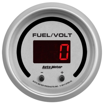 Picture of Autometer 52.4mm Silver Switchable 0-100 Fuel Level/8-18V Voltmeter Ultra-Lite Elite Digital Gauge