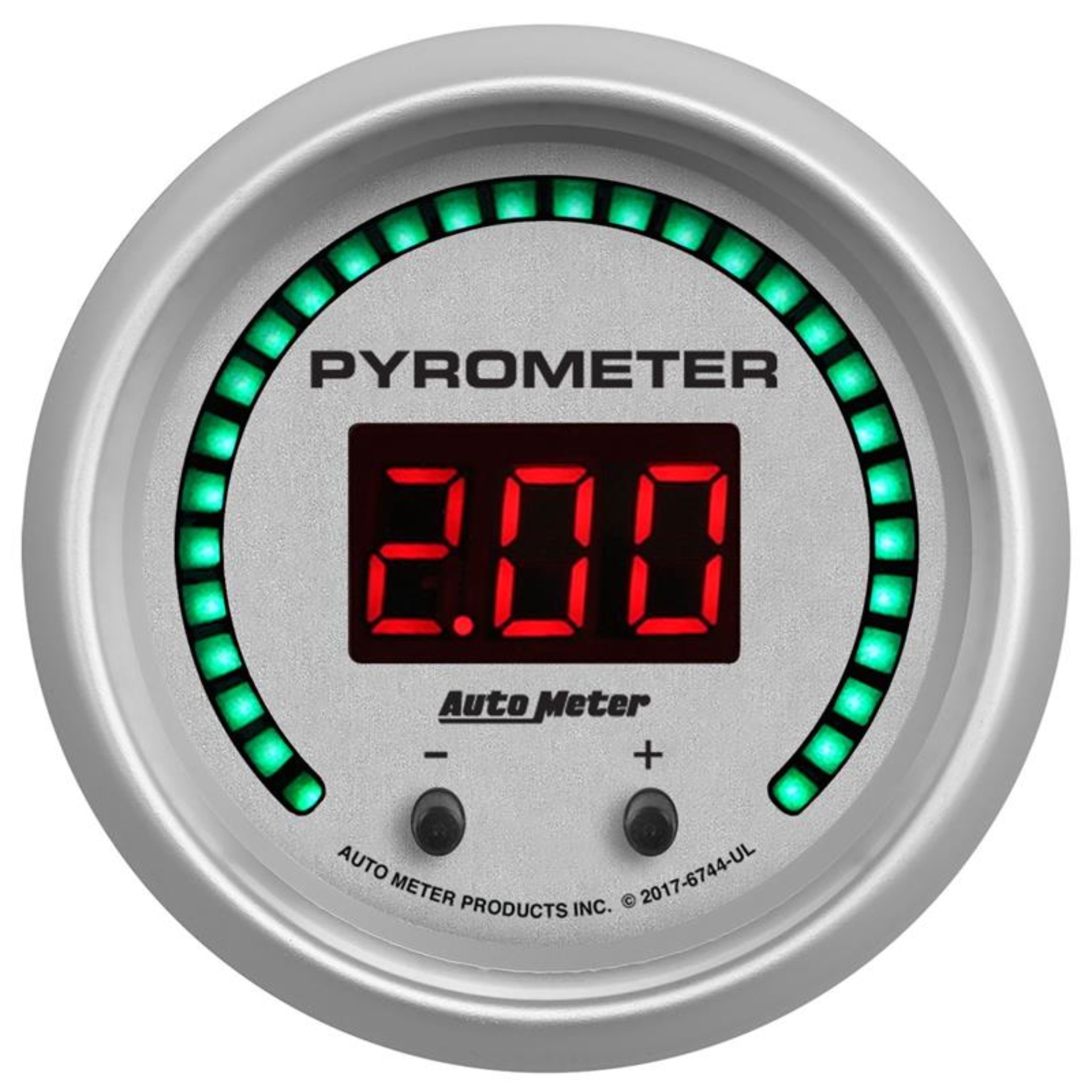 Picture of Autometer 52.4mm Silver Two Channel 0-2000 Degree Pyrometer (EGT) Ultra-Lite Elite Digital Gauge