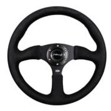 Picture of NRG Reinforced Steering Wheel (350mm / 2.5in. Deep)Blk Alcantara Comfort Grip w/4mm Matte Blk Spokes