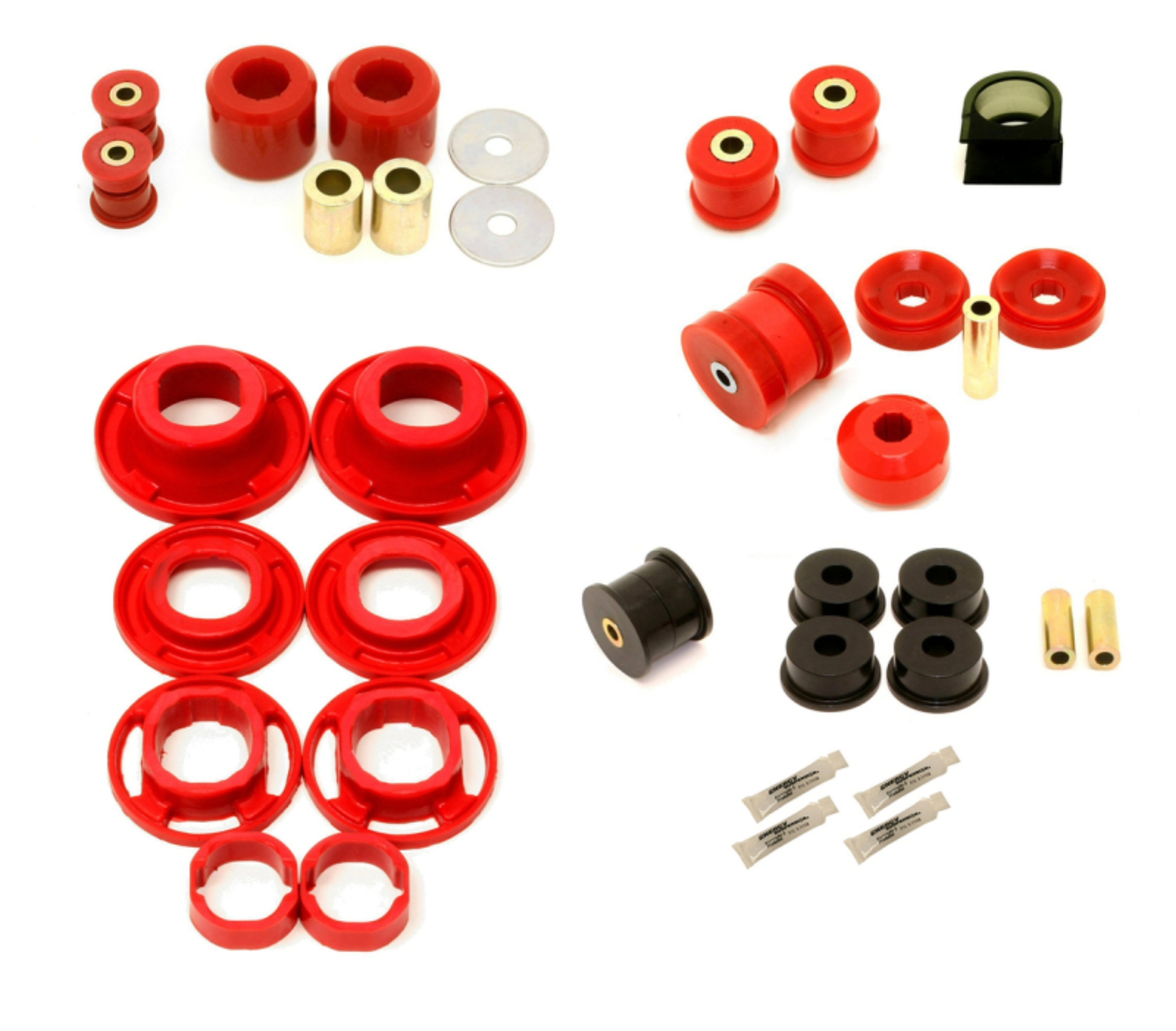 Picture of BMR 12-15 5th Gen Camaro Street Version Total Suspension Bushing Kit (BK041/BK021/BK022) - Black/Red