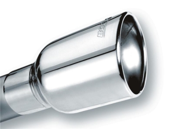 Picture of Borla Universal Polished Tip Single Round Rolled Angle-Cut w/Clamp (inlet 2 1/2in. Outlet 4 x 4in) *