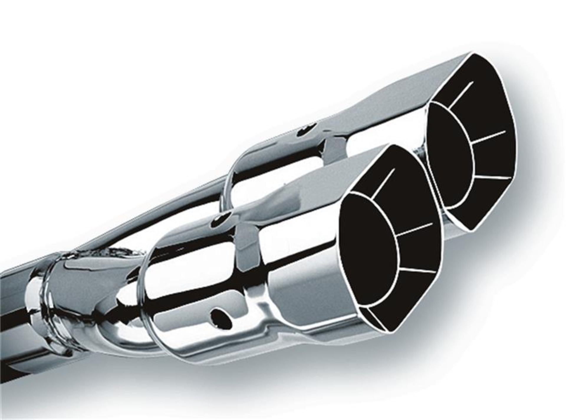 Picture of Borla Universal Polished Tip Dual Square Angle-Cut Intercooled (inlet 2 1/2in. Outlet 2 7/8 x 3 3/8i