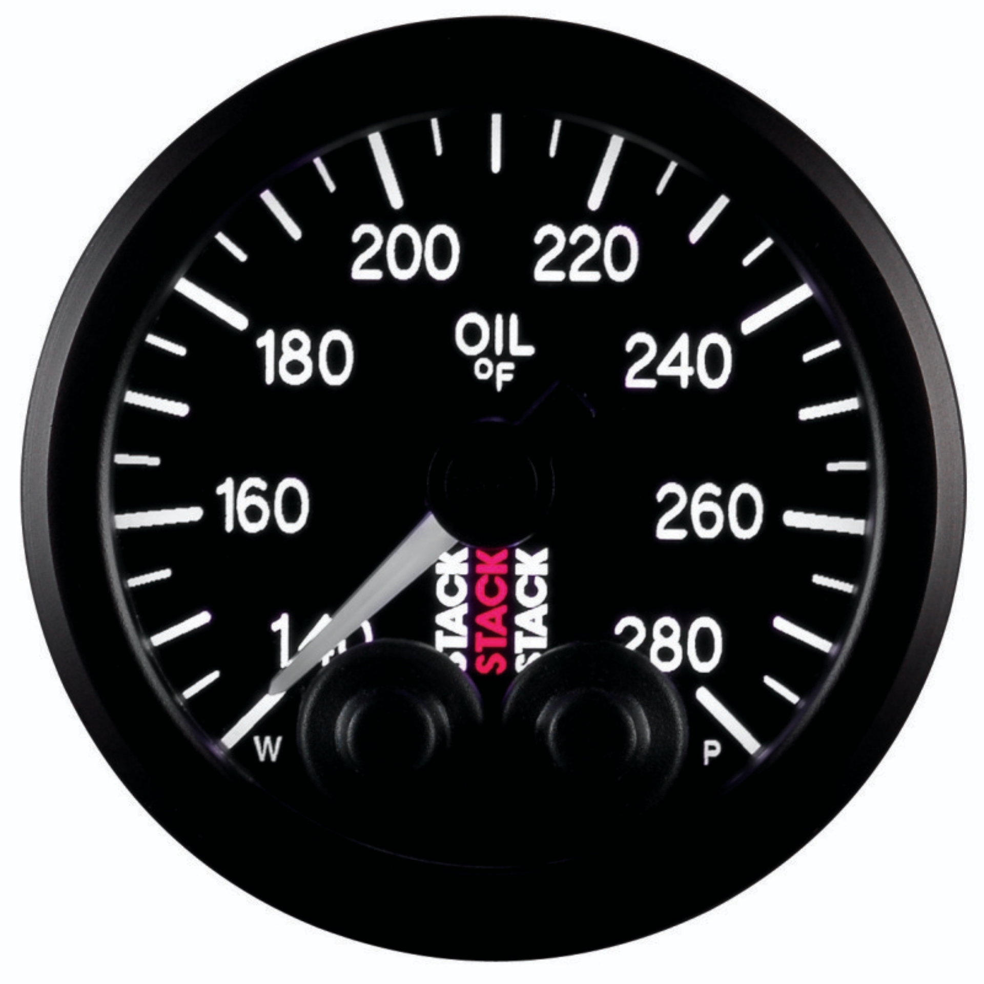 Picture of Autometer Stack Instruments 52mm 140-280 Deg F 1/8in NPTF Male Pro Control Oil Temp Gauge - Black