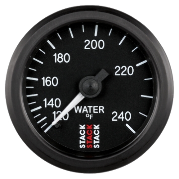 Picture of Autometer Stack 52mm 120-240 Deg F 1/2in Npt (M) Mechanical Water Temp Gauge - Black