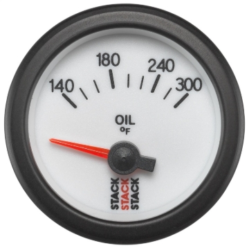 Picture of Autometer Stack 52mm 140-300 Deg F 1/8in NPTF Electric Oil Temp Gauge - White