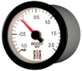 Picture of Autometer Stack 52mm -1 to +2 Bar T-Fitting 0.187in Barb (M) Mechanical Boost Pressure Gauge - White