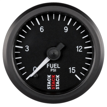 Picture of Autometer Stack 52mm 0-15 PSI 1/8in NPTF Male Pro Stepper Motor Fuel Pressure Gauge - Black