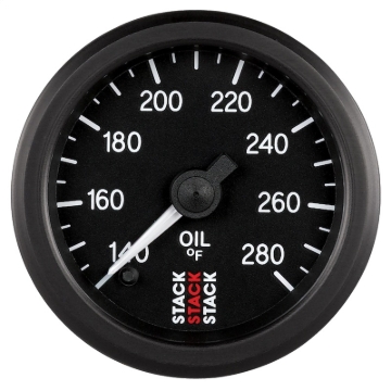 Picture of Autometer Stack 52mm 140-280 Deg F 1/8in NPTF Male Pro Stepper Motor Oil Temp Gauge - Black