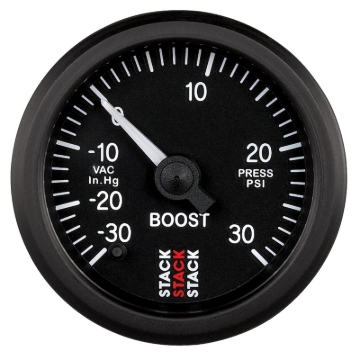 Picture of Autometer Stack 52mm -30INHG to +30 PSI (Incl T-Fitting) Pro Stepper Motor Boost Press Gauge - Black