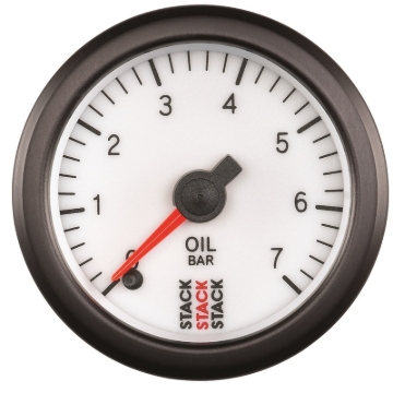 Picture of Autometer Stack 52mm 0-7 Bar M10 Male Pro Stepper Motor Oil Pressure Gauge - White
