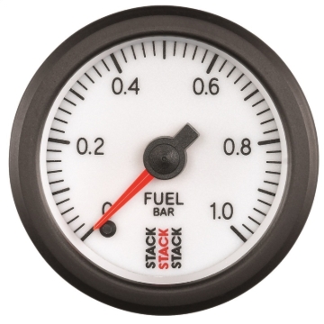 Picture of Autometer Stack 52mm 0-1 Bar M10 Male Pro Stepper Motor Fuel Pressure Gauge - White