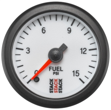 Picture of Autometer Stack 52mm 0-15 PSI 1/8in NPTF Male Pro Stepper Motor Fuel Pressure Gauge - White