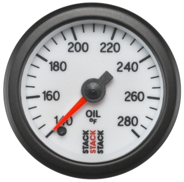Picture of Autometer Stack 52mm 140-280 Deg F 1/8in NPTF Male Pro Stepper Motor Oil Temp Gauge - White