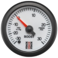 Picture of Autometer Stack 52mm -30INHG to +30 PSI (Incl T-Fitting) Pro Stepper Motor Boost Press Gauge - White