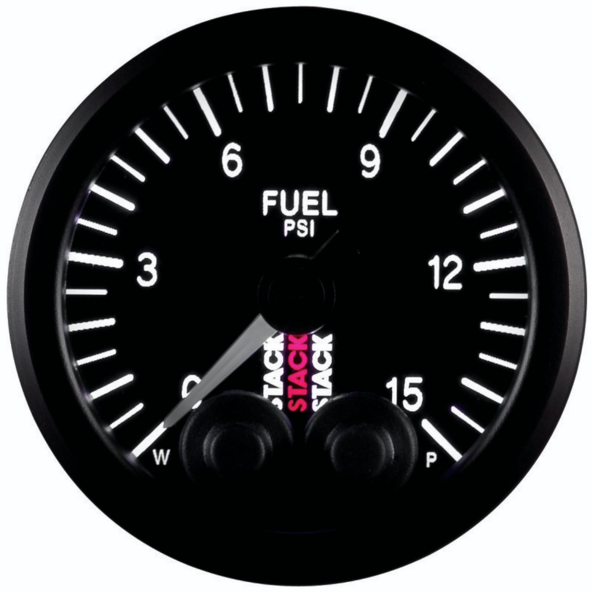 Picture of Autometer Stack 52mm 0-15 PSI 1/8in NPTF Male Pro-Control Fuel Pressure Gauge - Black