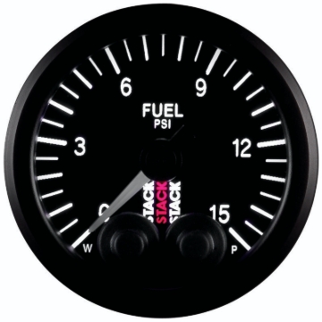 Picture of Autometer Stack 52mm 0-15 PSI 1/8in NPTF Male Pro-Control Fuel Pressure Gauge - Black