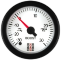 Picture of Autometer Stack 52mm -30INHG to +30 PSI (Incl T-Fitting) Pro Stepper Motor Boost Press Gauge - White