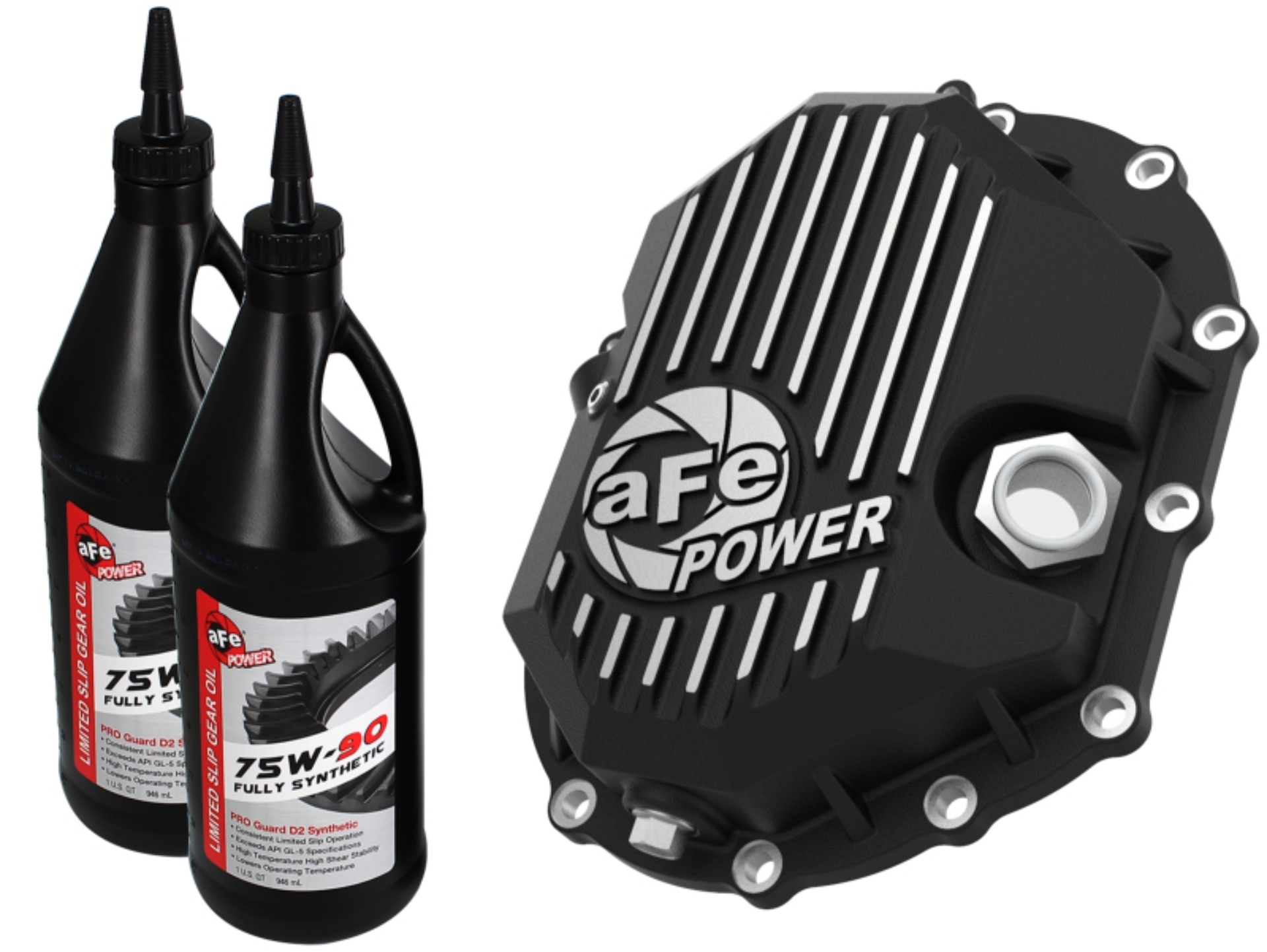Picture of AFE Power 11-18 GM 2500-3500 AAM 9.25 Axle Front Diff Cover Black Machined w/ 2 Qts 75w90 Oil