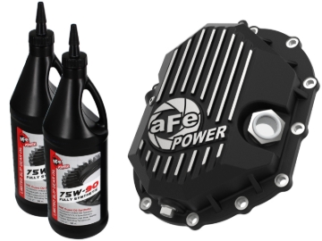 Picture of AFE Power 11-18 GM 2500-3500 AAM 9.25 Axle Front Diff Cover Black Machined w/ 2 Qts 75w90 Oil